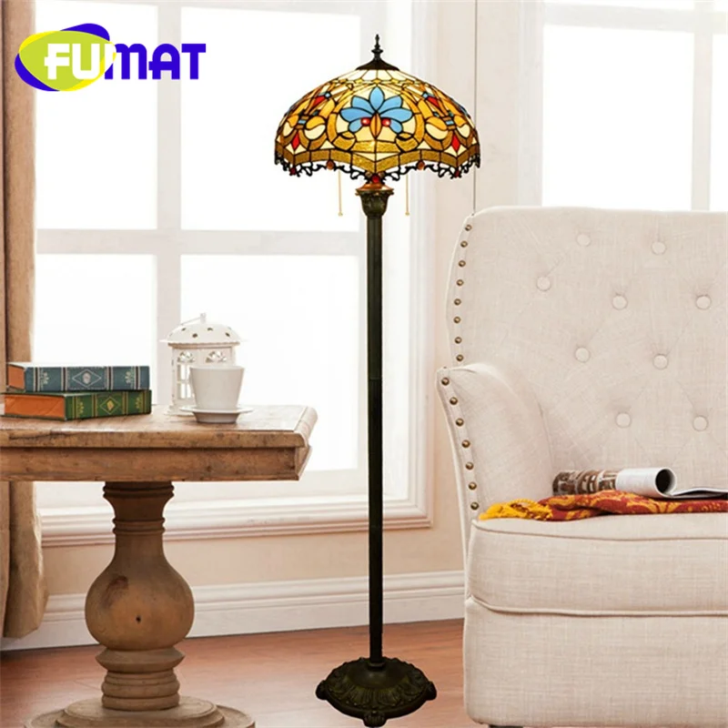 

FUMAT Tiffany Stained glass floor lamp Art Deco Creative Living Room Dining Room Bedroom Bar Hotel Vintage style standing lamp