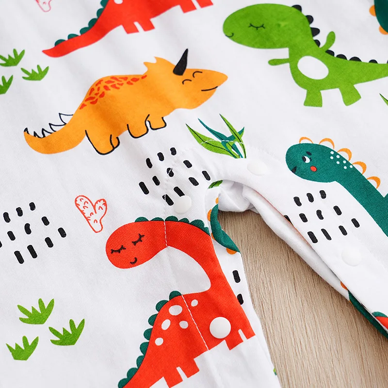 0-18m Newborn Clothing Cute Cartoon Strap Dinosaur Printed Cotton Comfortable And Soft Spring And Autumn LongSleevedBabyJumpsuit