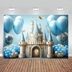 Photography Backdrops Fairy Tale Blue Castle Flower Balloon Prince Boys Children Birthday Party Decor Photo Background Studio