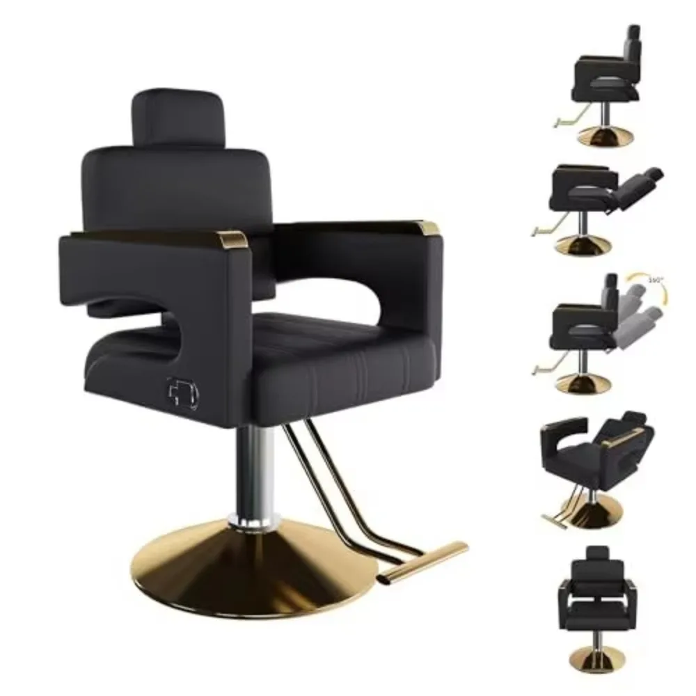 PU Leather Barber Chair Hydraulic   Salon Barber Chair Reclining Rotatable Styling Chair Commercial  Salon Furniture