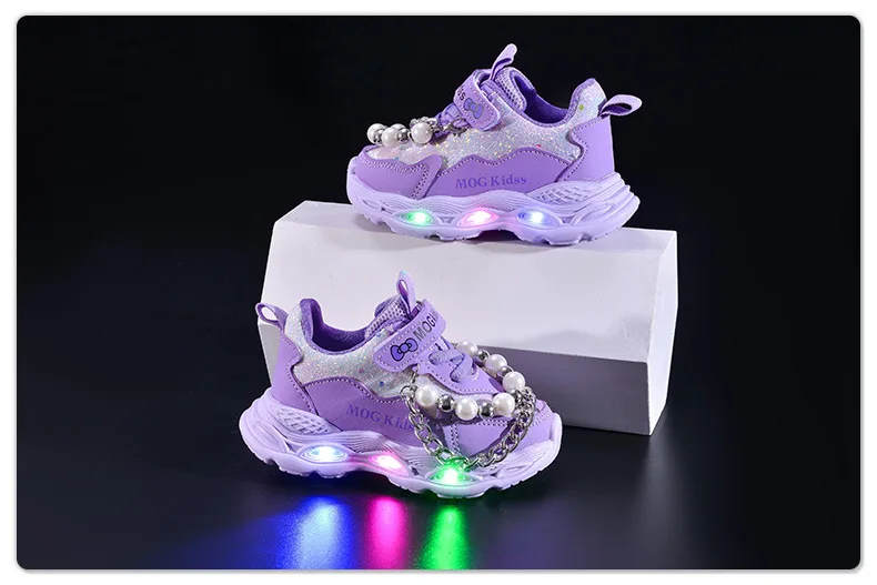 2026 Neue Frühling-Herbst Mädchenschuhe LED Prinzessinnen-Schuhe Kinder-Sportschuhe mit Weicher Sohle Weihnachts-/Halloween-Geschenke – Detail 9