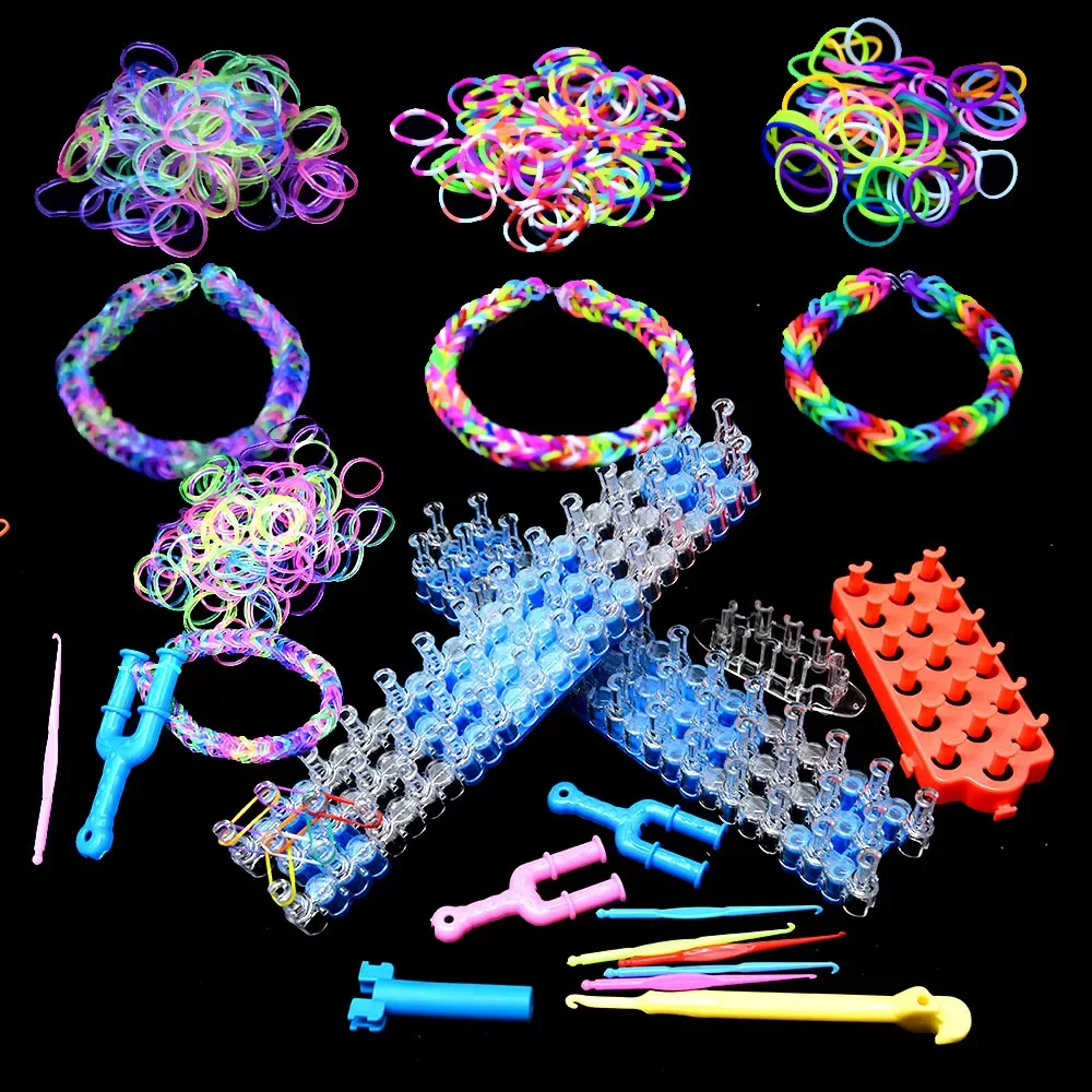 600pcs Elastic Rubber Bands DIY Handmake Craft Rubber Band Bracelets Gift for Children Women Wrist Jewelry Making Supplies