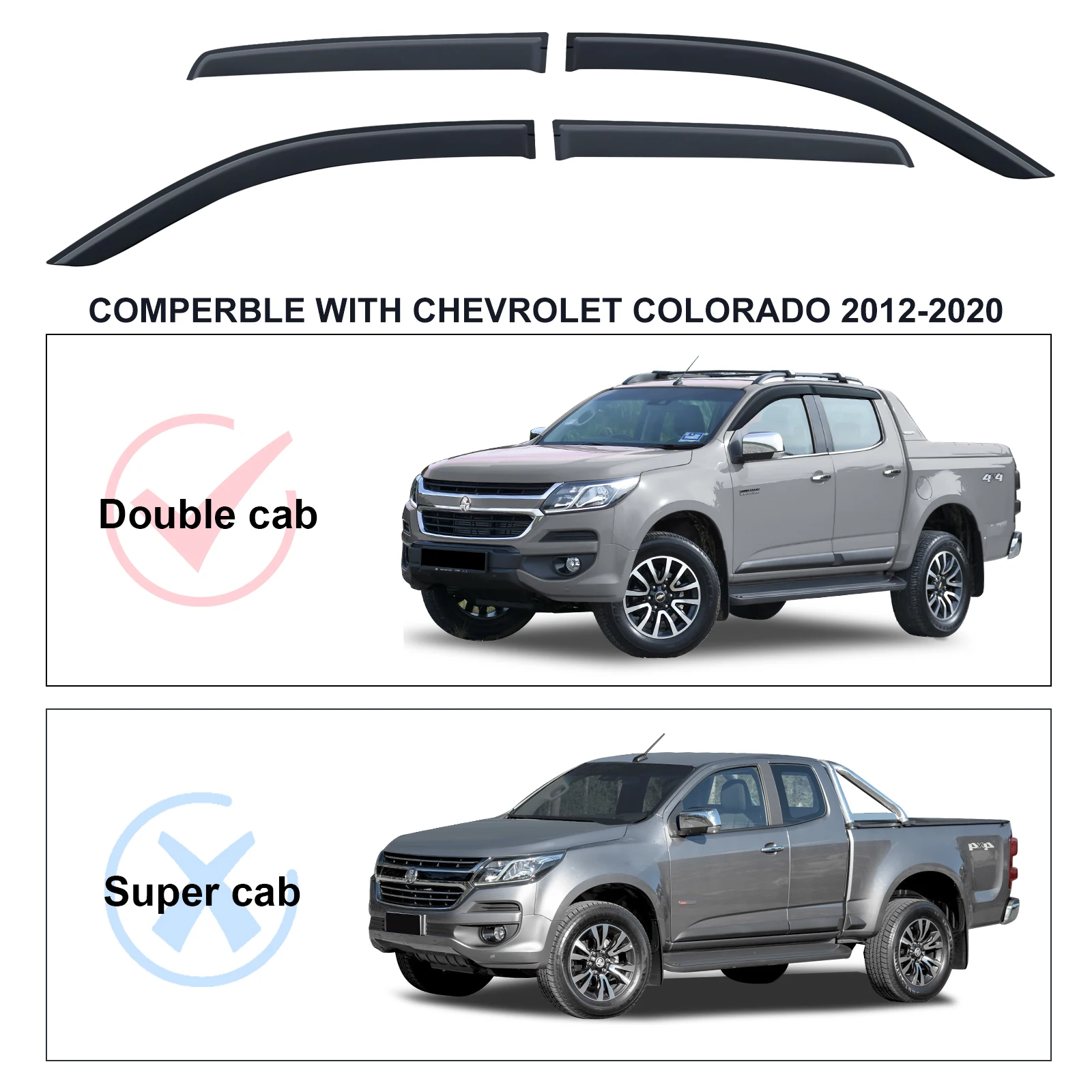 Window Visor Vent Sun Shield Rain Guard Door Visor For Chevrolet Colorado 2012 2013 2014 2015 2016 2017 2018 2019 2020