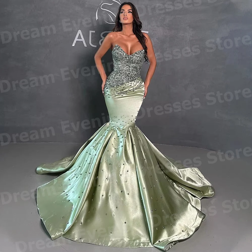 

Роскошные женские вечерние платья русалки с v-образным вырезом и бисером, платья для выпускного вечера по индивидуальному заказу, вечернее платье Robe De Soirée