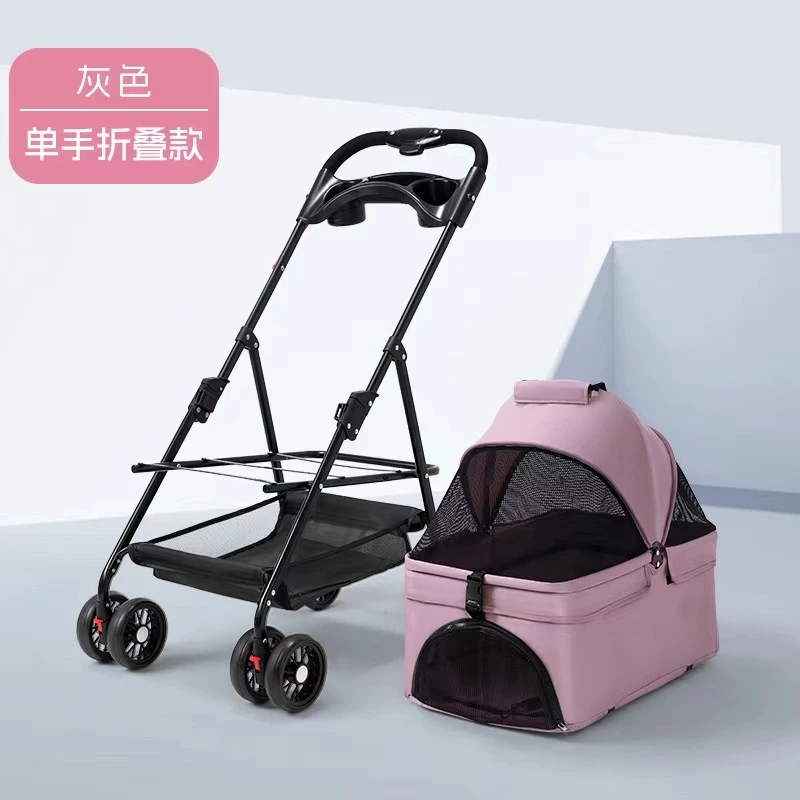 Large Cart 4 Wheels Adjustable 360 Rotating Convenient Rear Door Entry Breathable Windproof Pet Stroller Dog Trolley