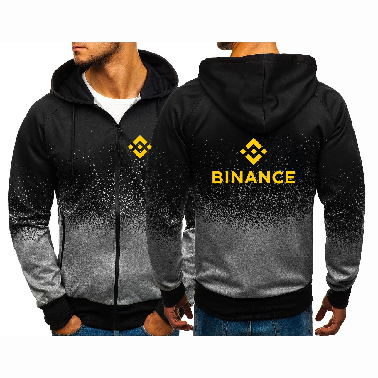 Binance Crypto 2022 Men's New Long Sleeves Gradient Coats Print Sweatshirts Harajuku Hoodies Zip Pullover Jackets Tops Clothing