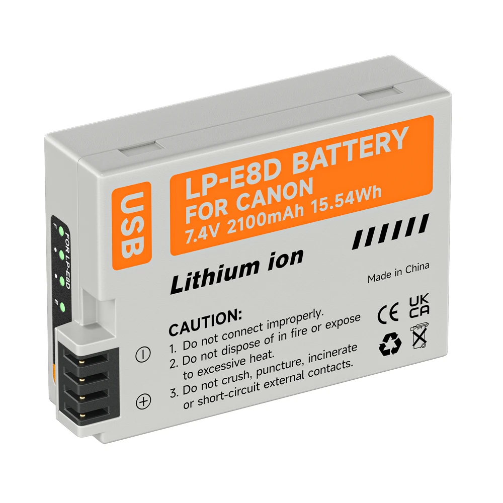 LP-E8 wyświetlacz LED 2100mAh do ładowania typu C LPE8 LP E8 akumulator do aparatów Canon EOS 550D 600D 650D 700D X4 X5 X6i X7i T2i T3i T4i T5i