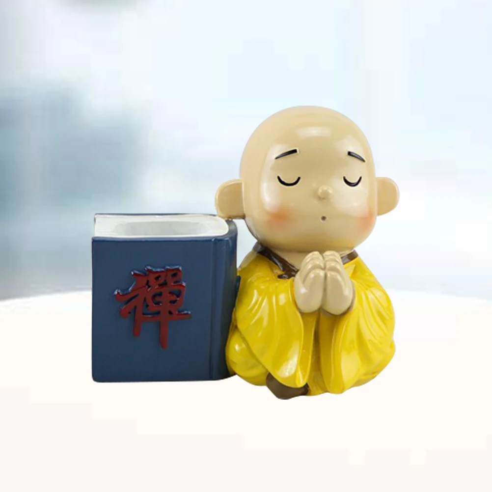 

Resin Ornaments Desk Organizer Buddha Statue Exquisite Desktop Storage Monk Craft