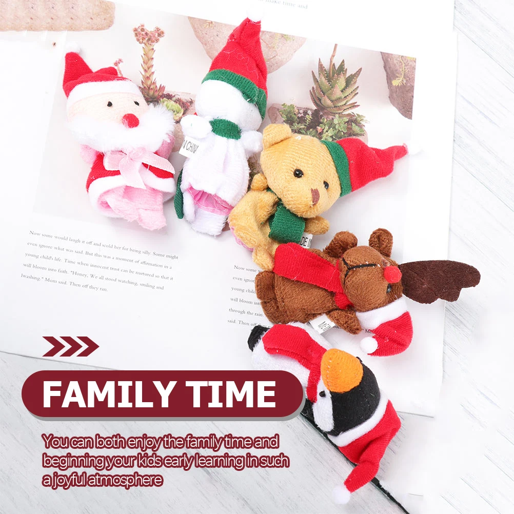 10 Uds. De accesorios para dedos, animales de dibujos animados para niños pequeños, juguete para dedos Adorable y brillante, tela de colores, regalos de Navidad, marionetas de historia, juguetes