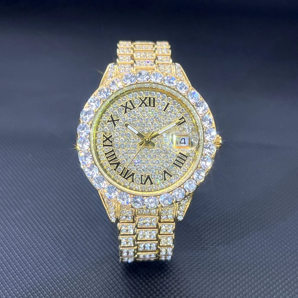 MISSFOX Watch For Women Full Diamond Gold Small Wristwatches For Feamale Calendar Waterproof Stylish Elegant Watches New Gift