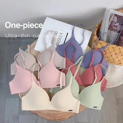 Seamless Bra Wire Free Women Girls British Style Underwear Ultra-thin Bras Onepiece Push Up Sexy Brassiere