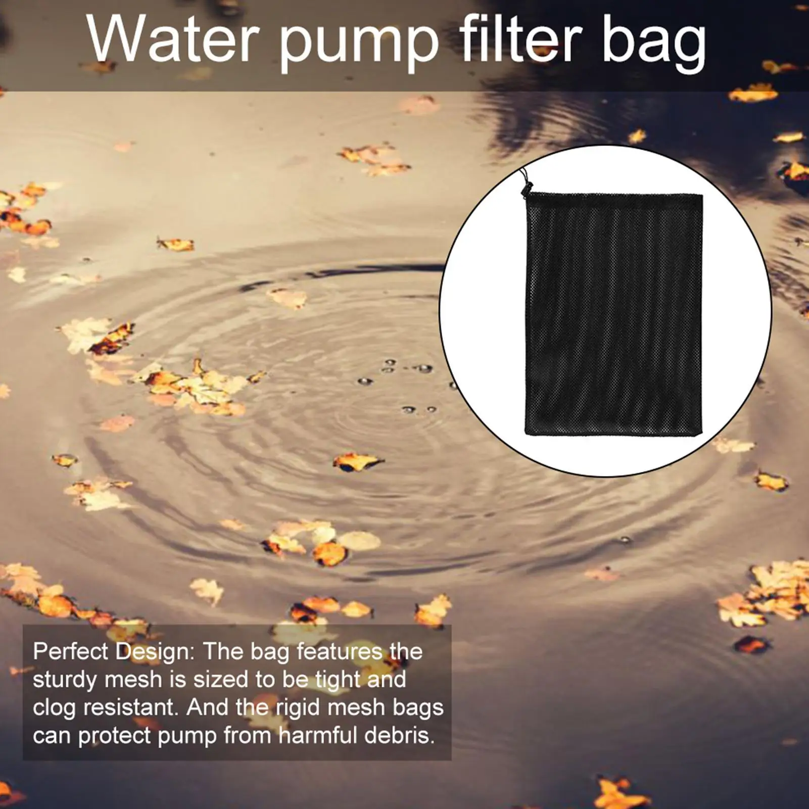 Pump Barrier Bag | Pond Pump Filter Bag 12.2inx 15.9in | Black Media Bags for Pond Biofilters Aquari