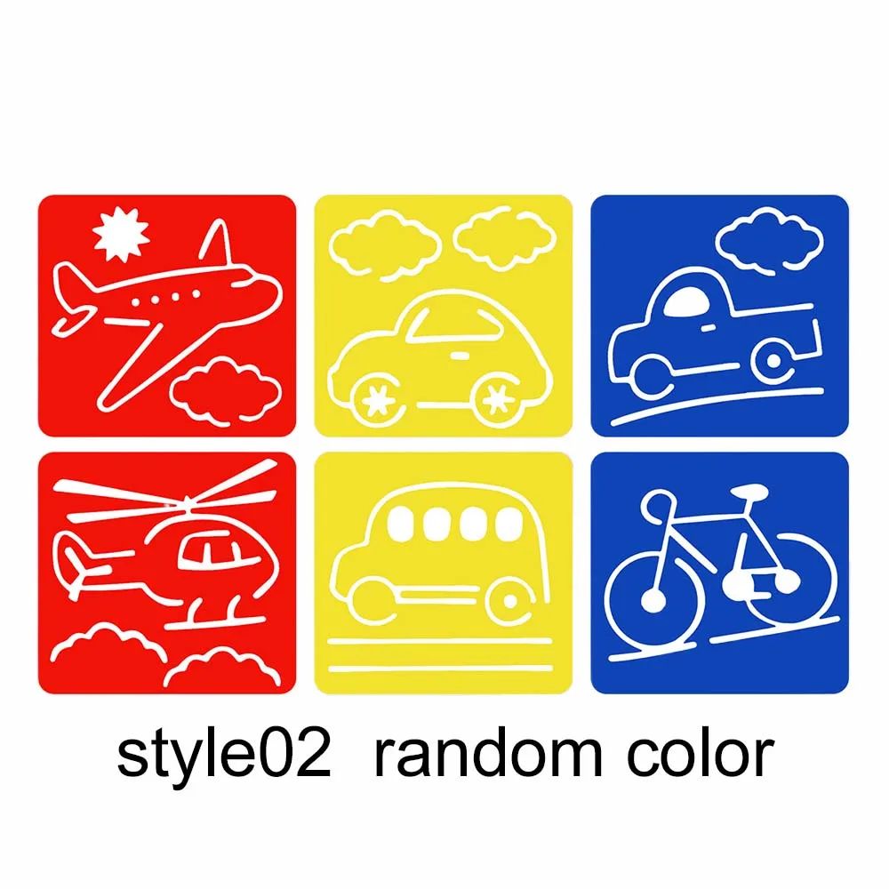6pcs Cartoon Pattern Drawing Stencils for DIY Crafts