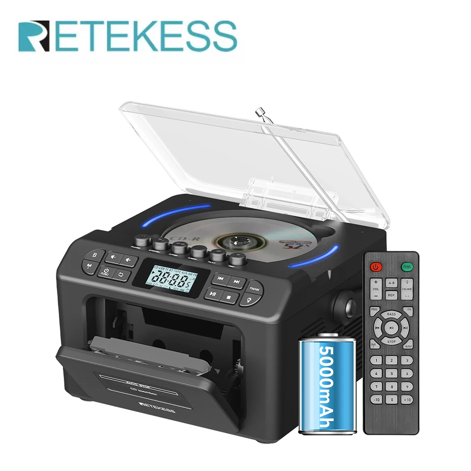 TR642 Portable Bluetooth CD Boombox with Cassette, USB and Remote Control