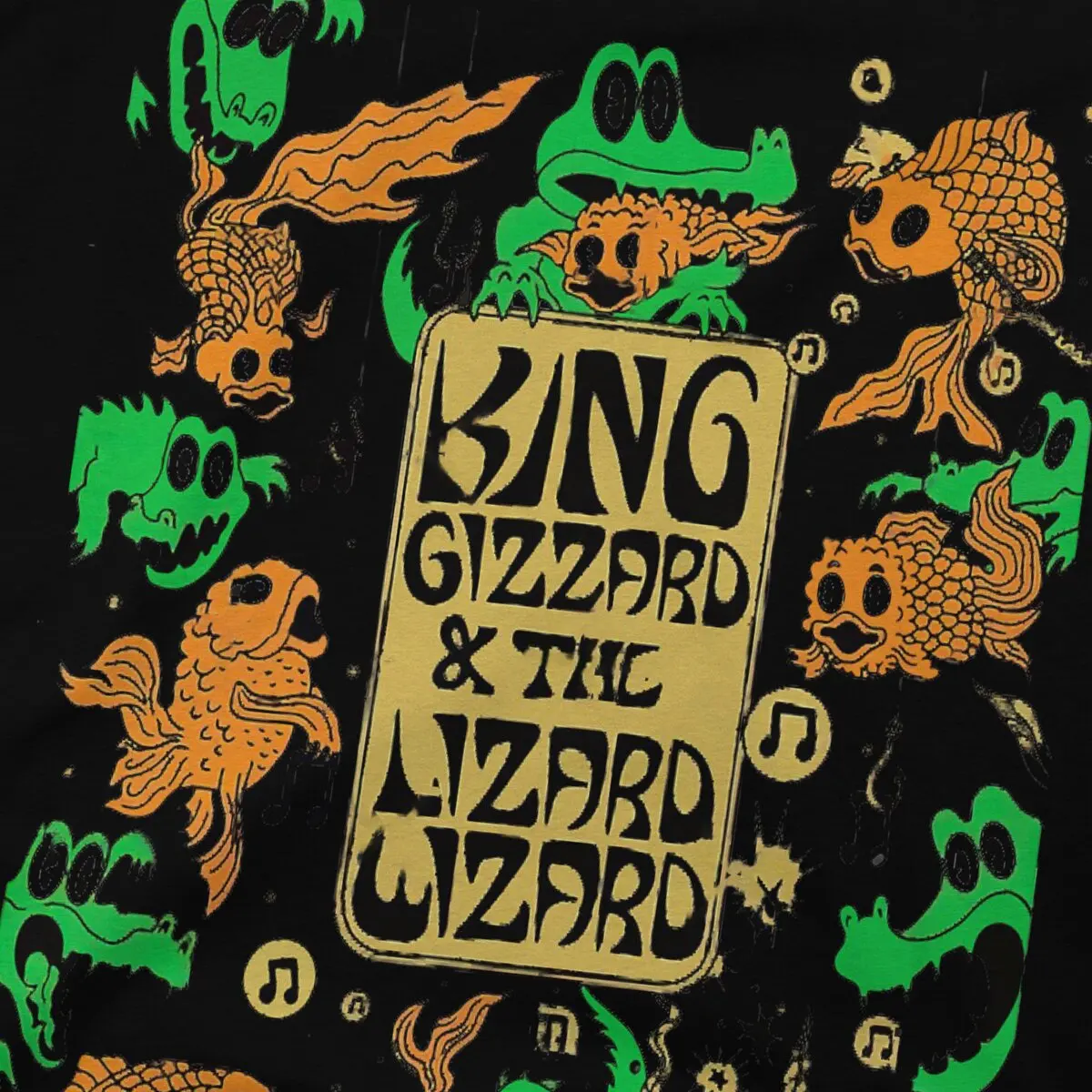 الموسيقى والأسماك تي شيرت للرجال الملك gizسحلية و السحلية معالج روك باند مضحك القطن تي شيرت طاقم الرقبة قصيرة الأكمام تي شيرت #3