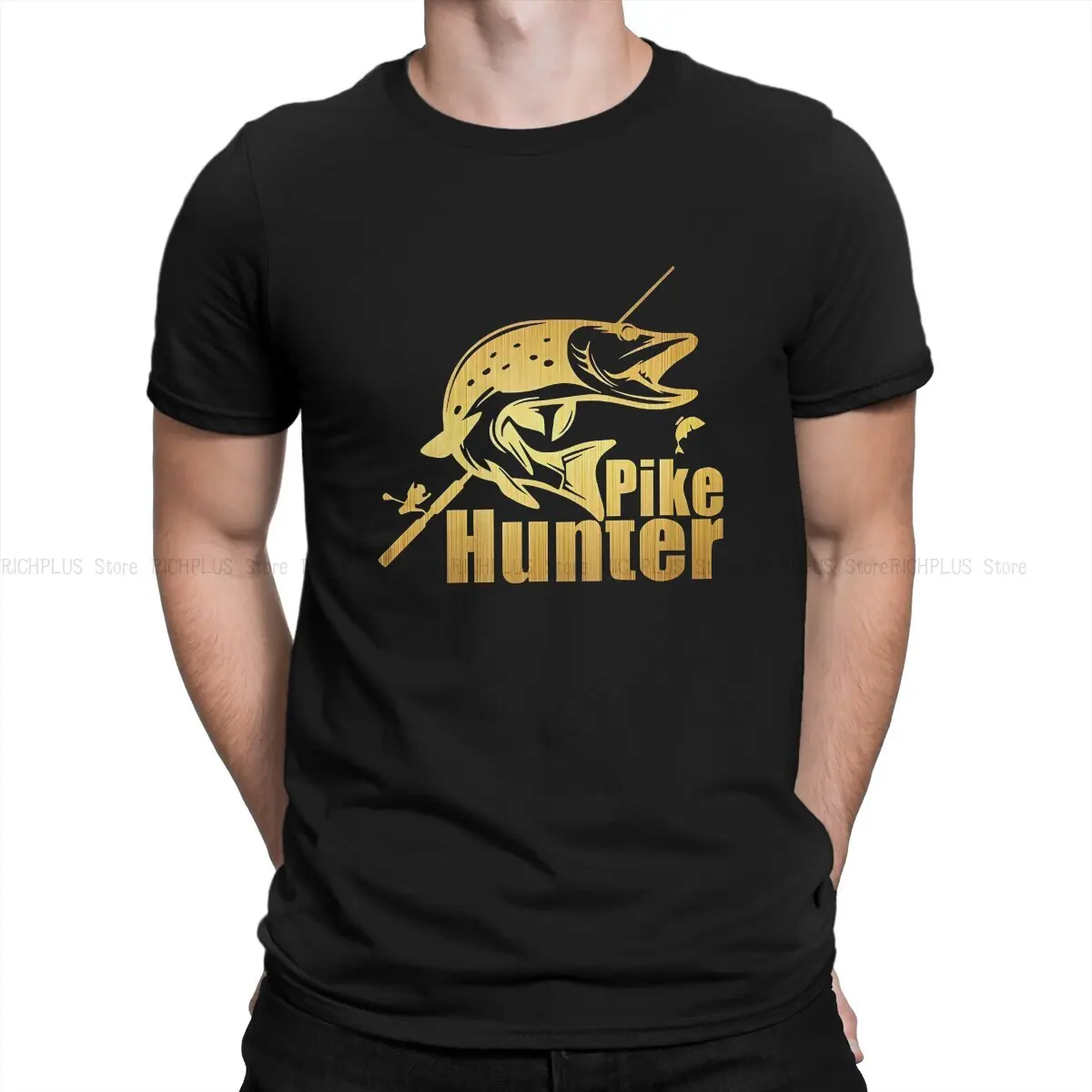 Pike Hunter Kaos Oblong pria gigit pancing atasan oblong poliester oblong hadiah ulang tahun lucu