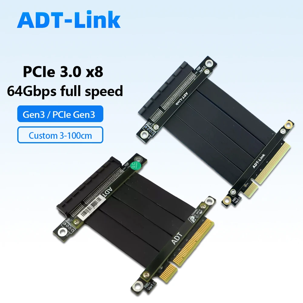 cable-rallonge-adt-link-pcie-30-x8-vers-x8-gen3-64-gbps-vitesse-maximale-cable-de-rallonge-pci-express-x8-longueur-personnalisee-de-3-a-100-cm