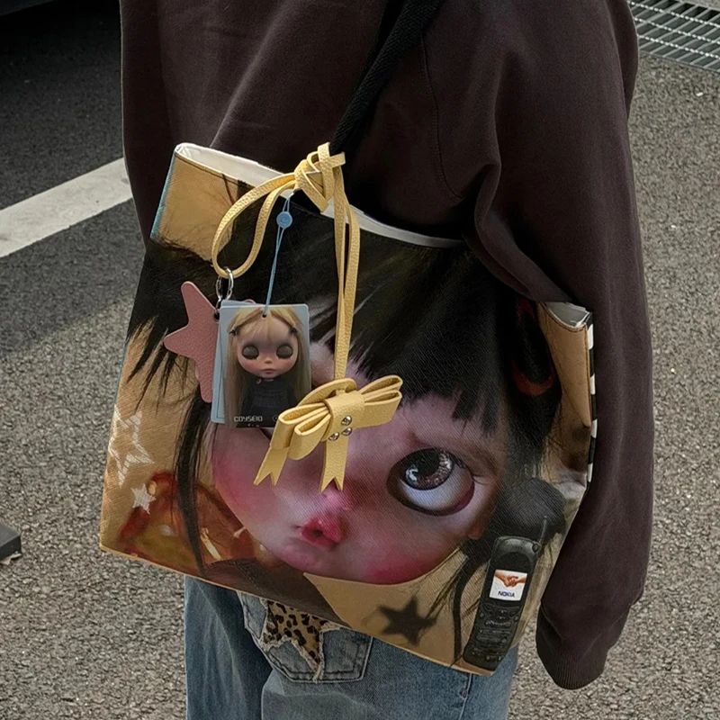 

Новая креативная женская сумка, модная двусторонняя сумка с принтом, большая вместительная сумка через плечо, водонепроницаемая, легкая, портативная сумка для покупок