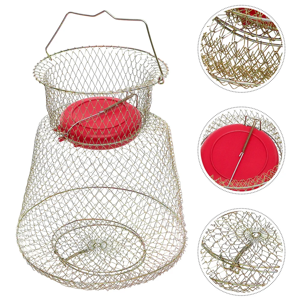 

Crab Basket Shrimp Metal Fishing Baskets Catch Cage Net Protective Fishnets Supplies Outdoor Fold