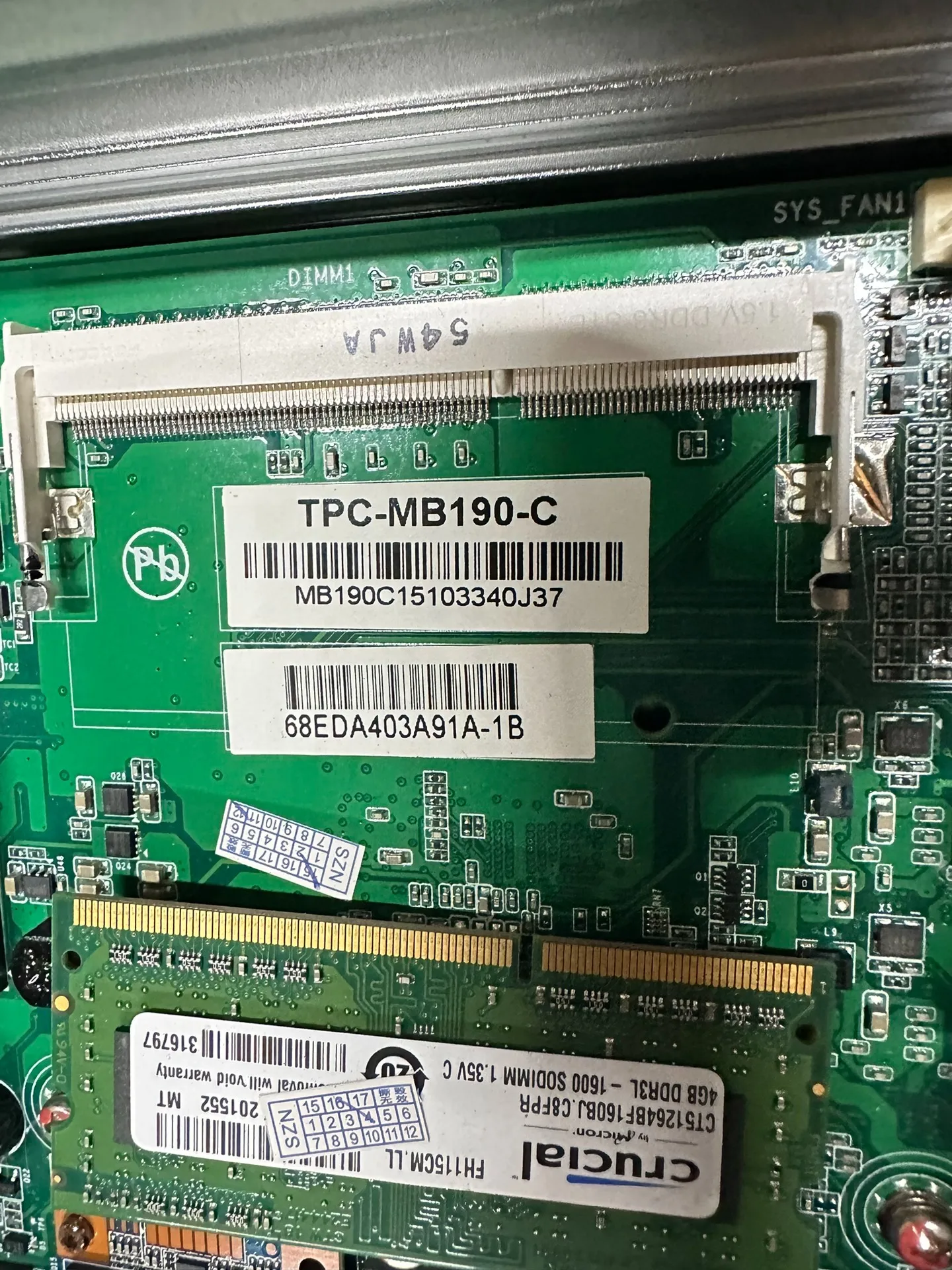 Известный бренд - TPC-MB190-C 1900U, машина промышленного управления материнской платой, маленькая промышленность (тест и простота в отправке)