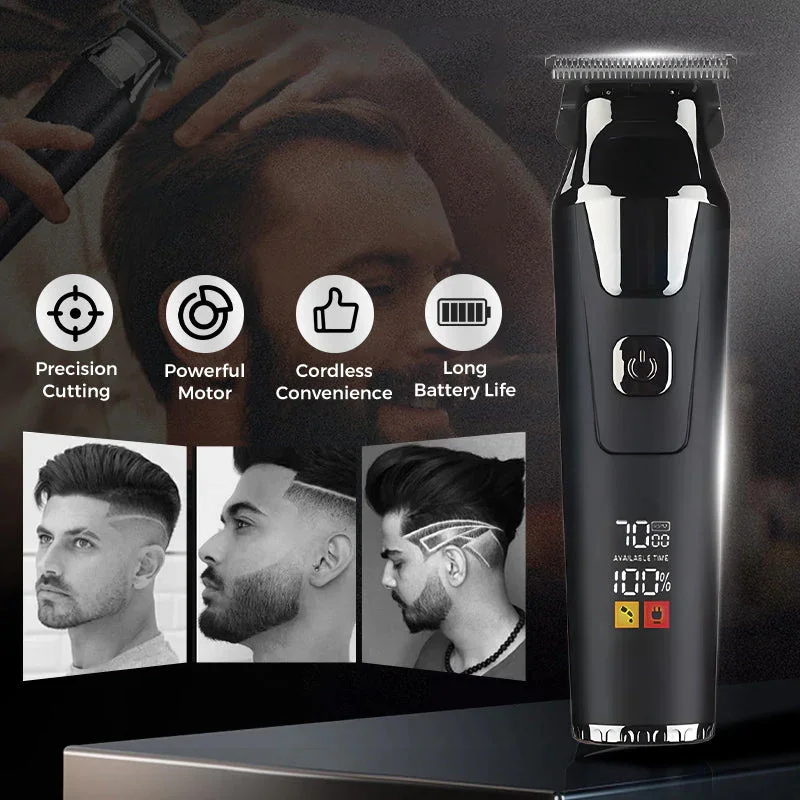 

Household Digital Display Professional Electric Hair Clipper Set Portable USB Chargeable Electric Clipper Cordless Hair Trimmer
