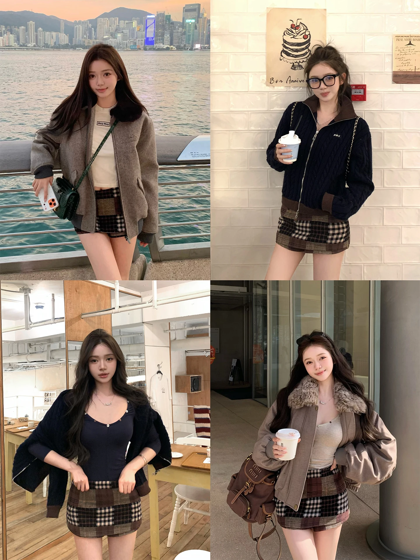 

Low Waist Plaid Short Pants Women's Cotton 100% Color Woven Middling Antique Style Citywalk Casual Commuting Skirt