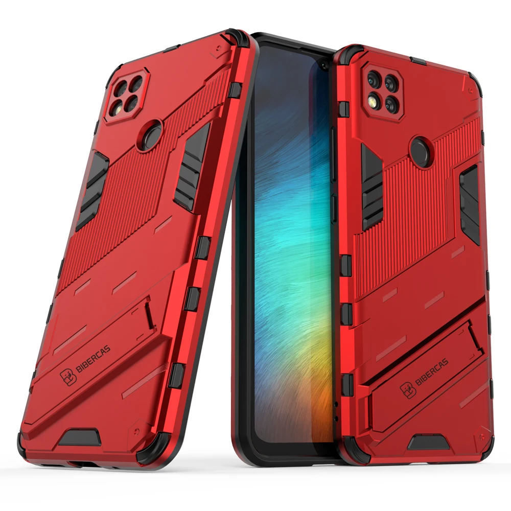 Shockproof Armor Rugged TPU Bumper Fundas Cover For Xiaomi Redmi9C Redmi 9C NFC 6.53 Inch Case PC Stand Coque Shell Housing