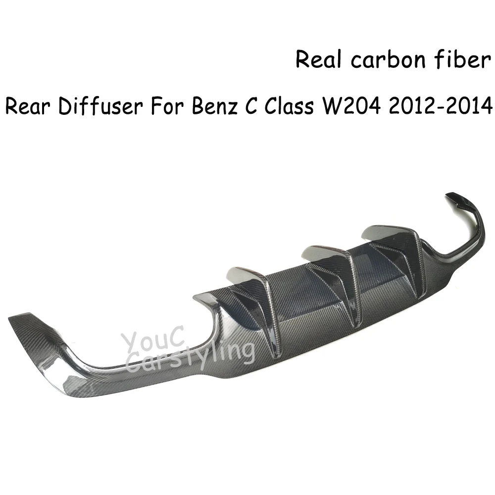 W204 Real Carbon Fiber Car Rear Bumper Diffuser Lip  for Mercedes Benz C204 C63 AMG C300 Sport 2012-2014 Rear Diffuser