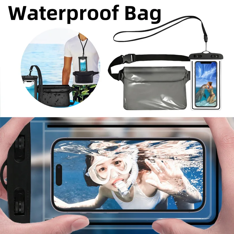 Bolsa de natación impermeable para esquí, deriva, buceo, riñonera de hombro, bolsa de PVC, bolsas subacuáticas para teléfono móvil, accesorios para deportes al aire libre