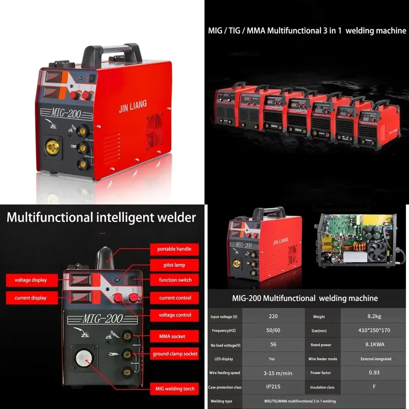 High Power MIG MMA TIG 3 in 1 Multifunctional Welder ARC IGBT Inverter 200 250A for Esab AC DC Copper Wire Welding Machine