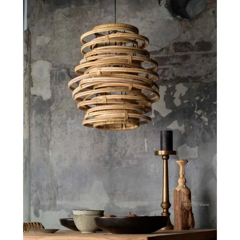 GHJUYIOL Vine Art Pendelleuchte Teestube Zen Retro Wohnzimmer Restaurant Homestay Schlafzimmer Japanische Bambuskunstlampe