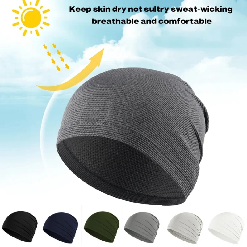 

Подшлемник для мотоциклов, впитывающий пот, быстросохнущая дышащая летняя шапка-бини для мужчин и женщин, спортивная беговая кепка