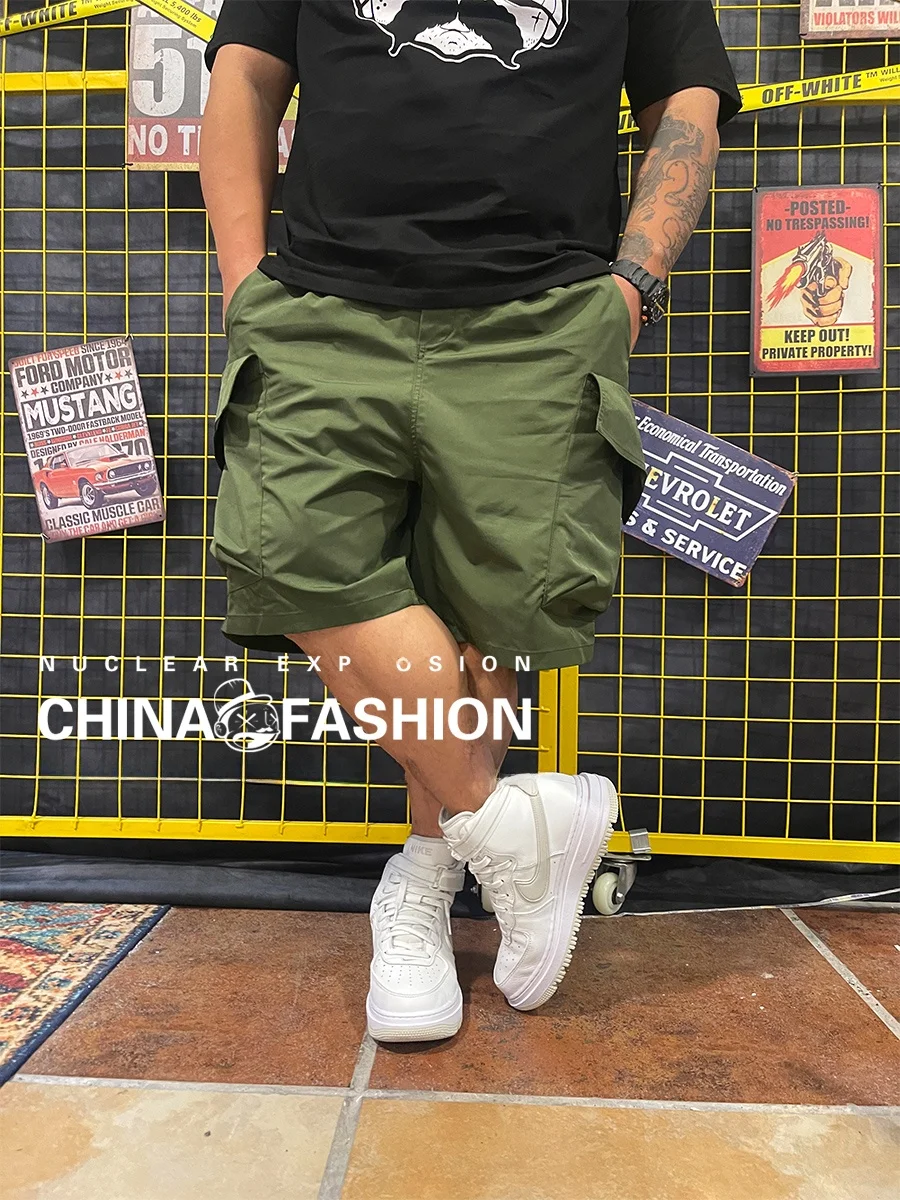 Nuclear Explosion Summer Cool Lightweight Military Green Outdoor Function Casual Large Size Multi Pocket Six Parts Work Short...
