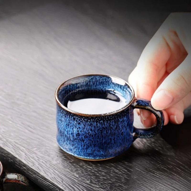 1pc Bring A Ceramic Master Cup, Flower Glazed Heat-resistant Small Coffee Cup, Household Tea Cup, Desktop Drinking Utensils