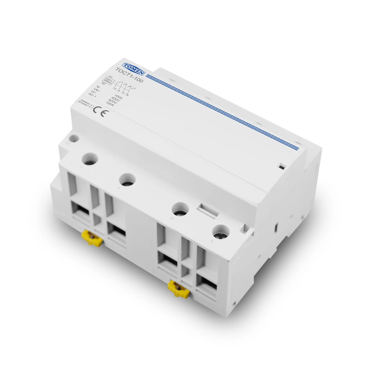 TOMZN TOCT1-100 4P 100A 4NO 400V 50/60Hz Din Rail Household AC Modular Contactor 4NO or 2NO 2NC 230V Coli