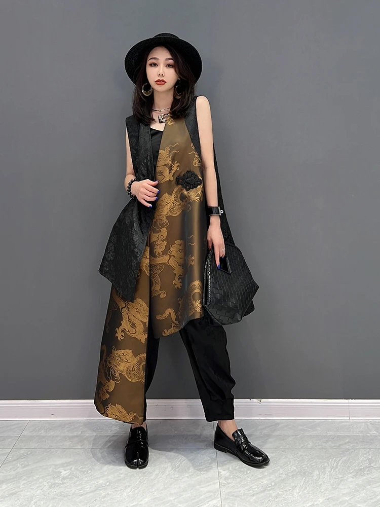 The new spring 2023 ms elaborate waistcoat jacket fashion luxury Chinese wind luxuriant dress sleeveless loose big yards