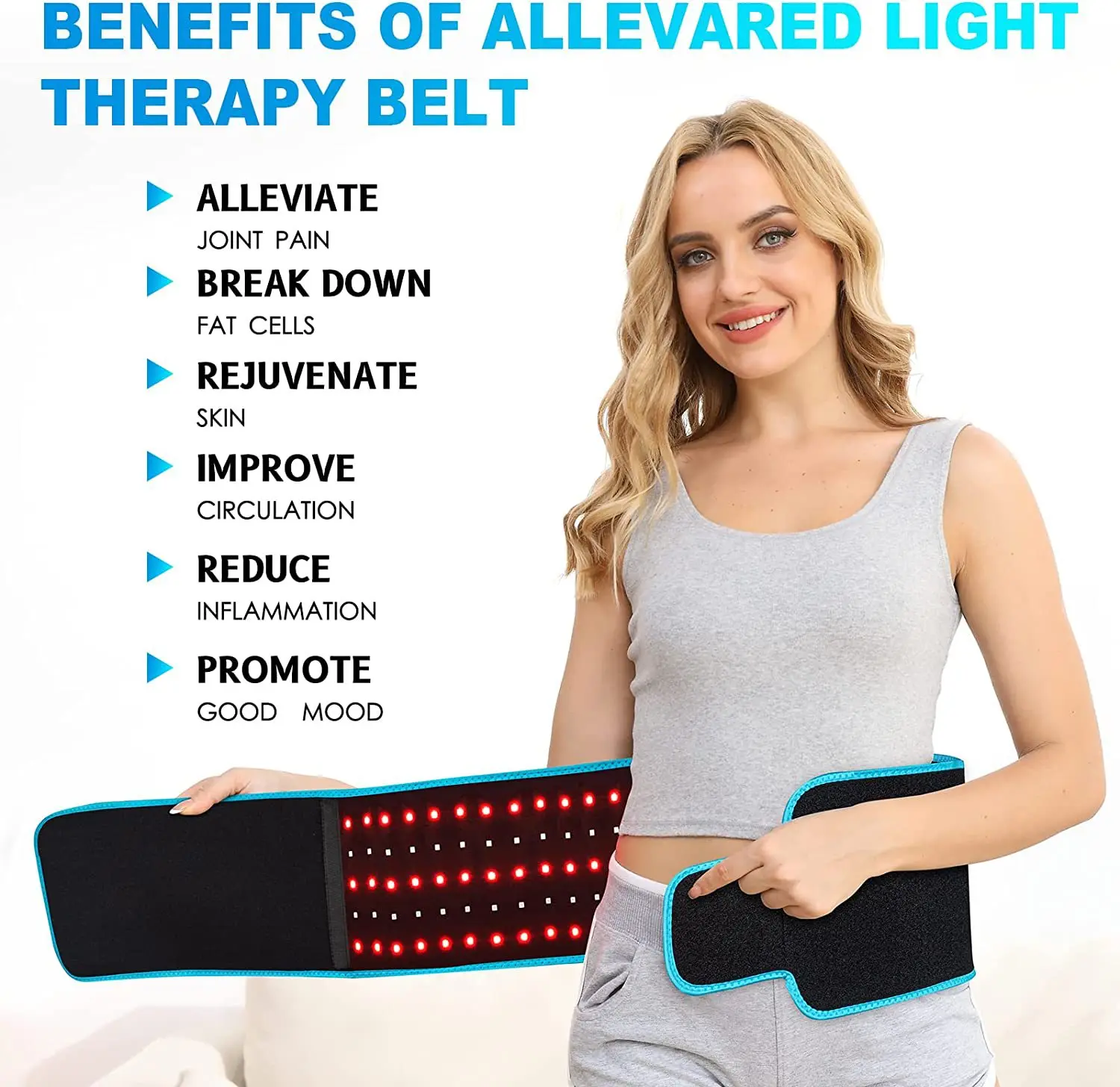 

LED Red Light Therapy Belt, Near Infrared Light Therapy Wrap, 660nm 850nm,5 Timing Modes For Warm Hot Compress, Waist Massager