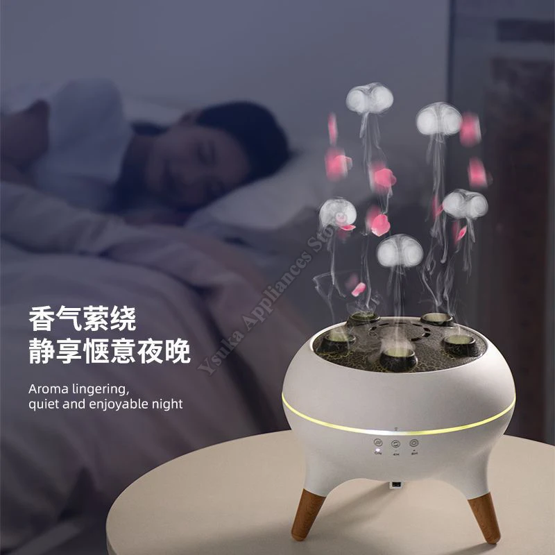 

Jellyfish USB Essential Oil Diffuser Remote Control 0.5L Tank Quiet 36dB Creative Decor with Mist Soft Glow