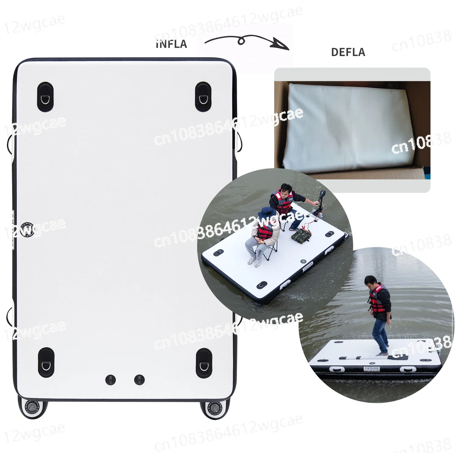 Fishing Floating Platform Inflatable Lure Fishing Platform Folding Net Magic Blanket Static White  Water Board Family