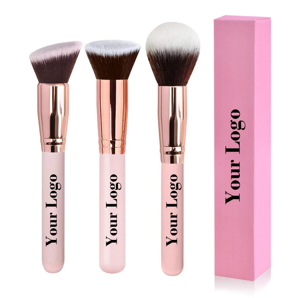 10pcs Free Private Label Makeup Brushes Foundation Loose Powder Concealer Blending Brush Pink Beauty Makeup Tool Wholesale