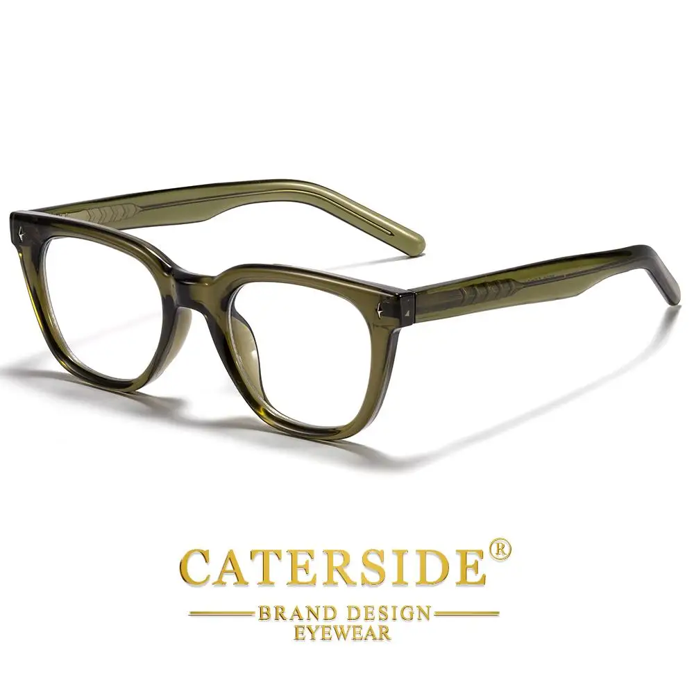 CATERSIDE Modische Anti-Blaulicht-Brille für Damen und Herren, Zellulose-Propionat-Bügelspitzen, Tr-90 Quadratischer Retro-Brillenrahmen – Detail 9