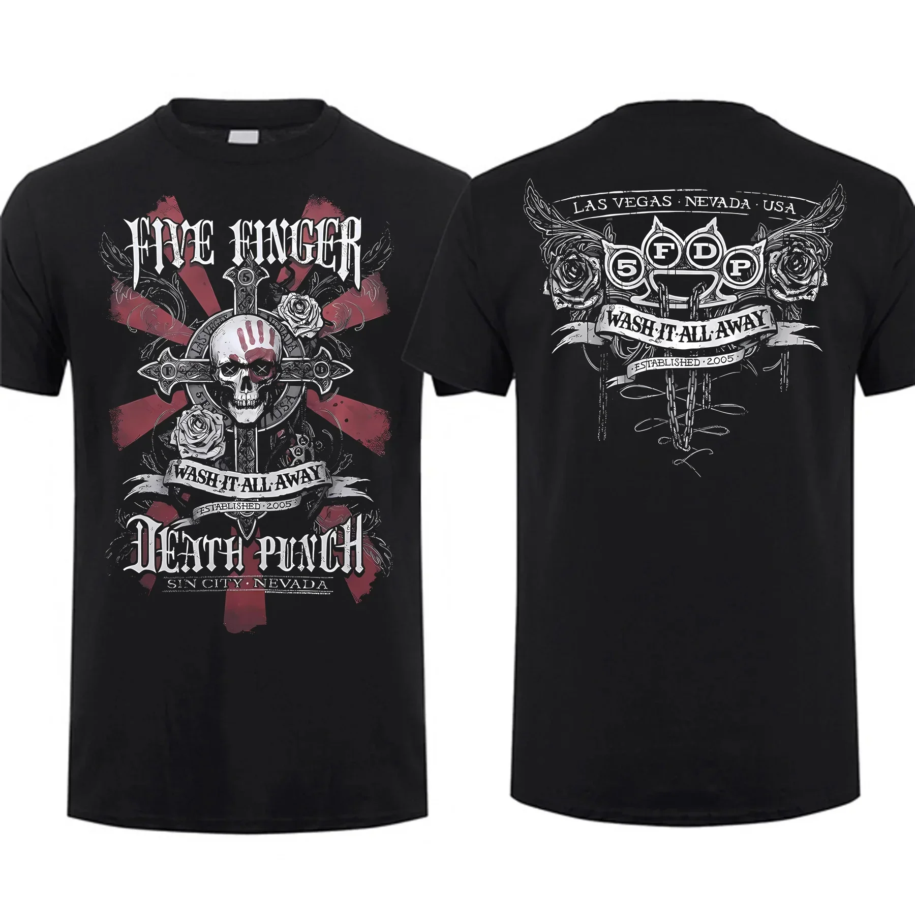 

Модная мужская футболка, двусторонняя, без рендалов, черная, Five Finger Death Punch, футболка с графическим рисунком, молодежная тканевая уличная одежда, очень крутая