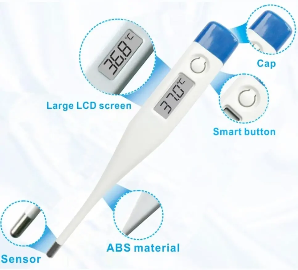 1 PC Digital Thermometer Good Quality Clinical Oral Underarm Rectal Test Baby Adult Fever Temperature Basal Rigid Tip Termometer