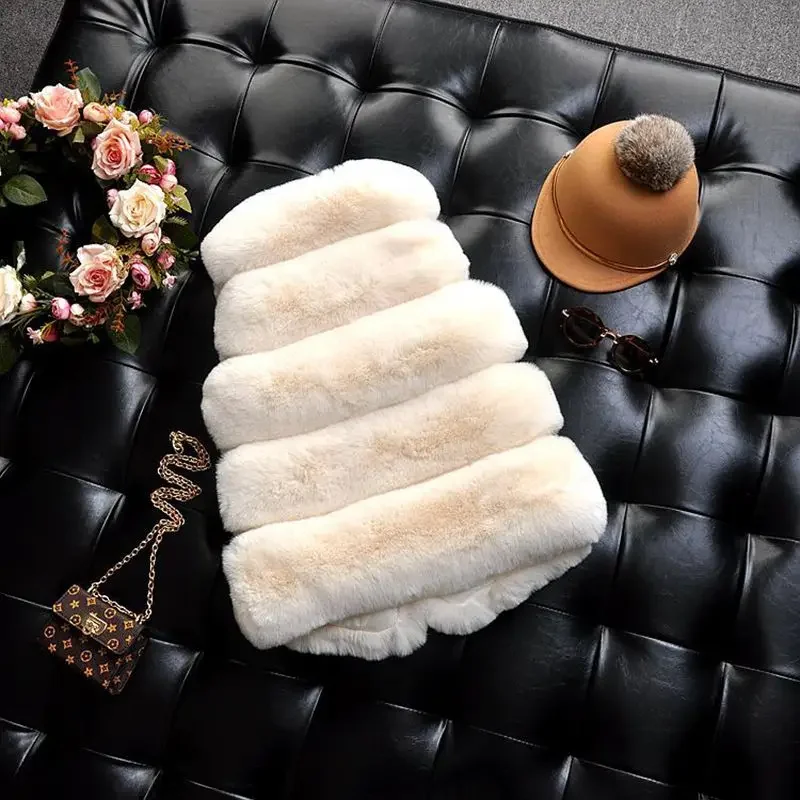 New Kids Girls Faux Fur Vest Coats Winter Warm Waistcoat Sleeveless Children Fur Jacket Baby Girls Outwear Clothes Chalecos