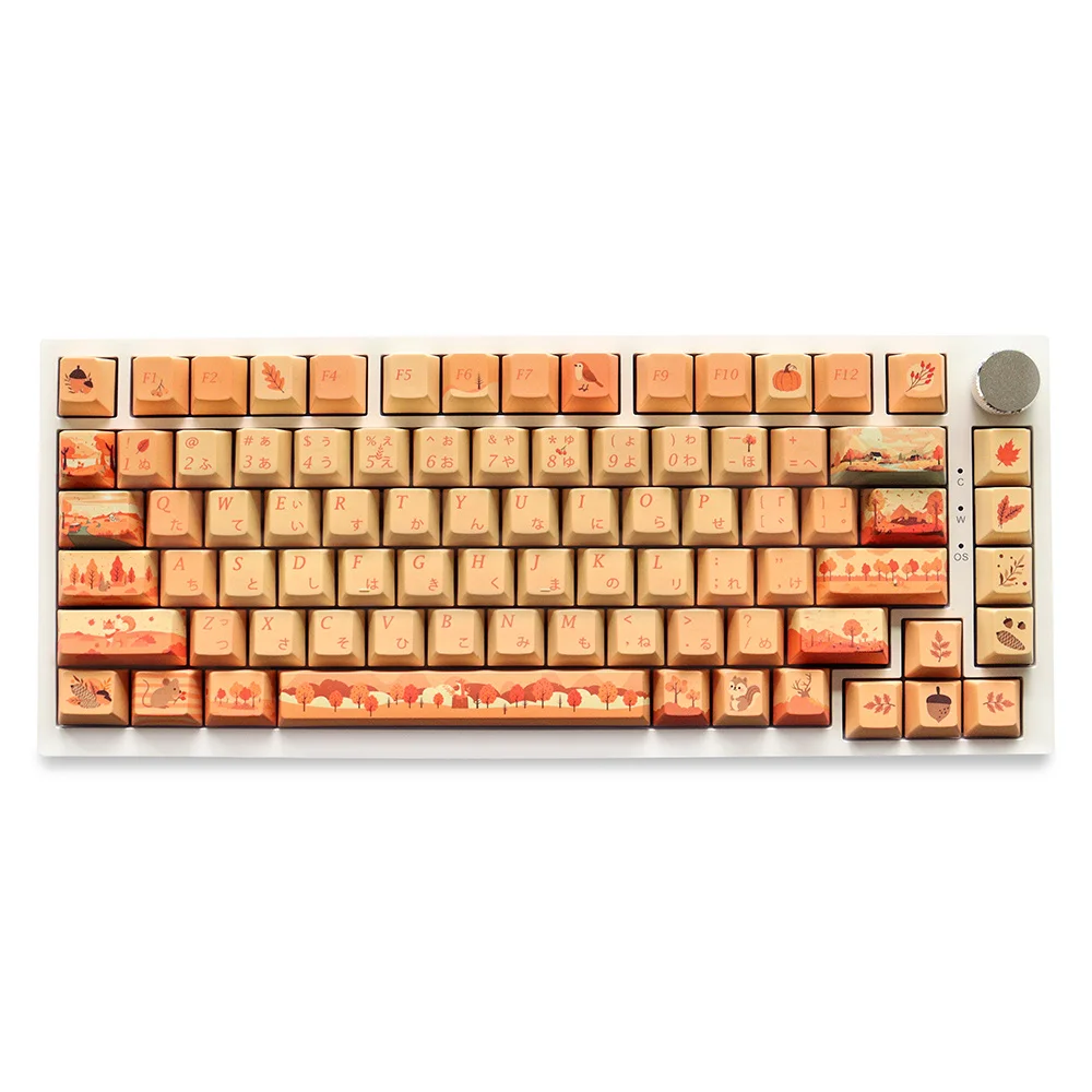 

Cherry Profile Autumn Story Keycaps Dye Sub PBT Ergonomic Design 130 Keys for 61/64/104/108 Mx Switch Mechanical Keyboard