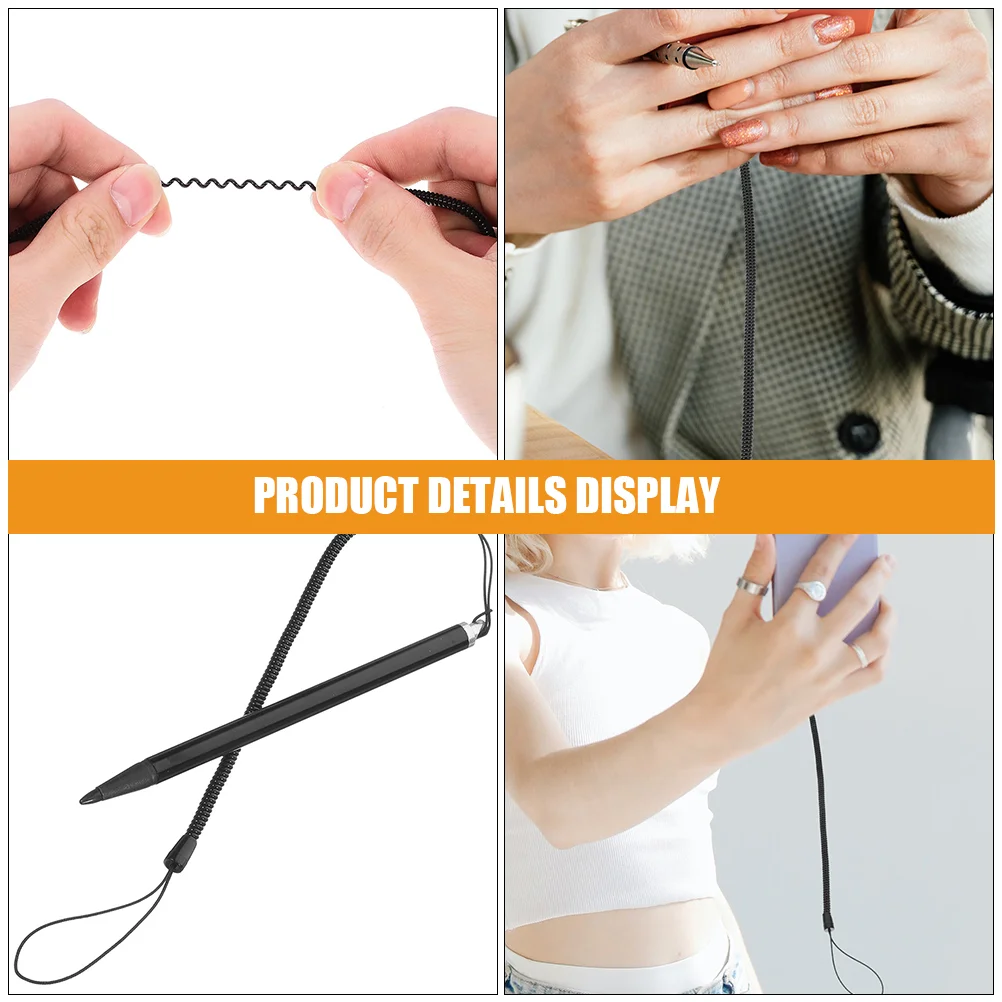 10 Pcs Phone Lanyard Stylus Retractable Cord Wrist Strap Pen for Women Anti-lost Lanyards Rope Spring Straps Black Convenient