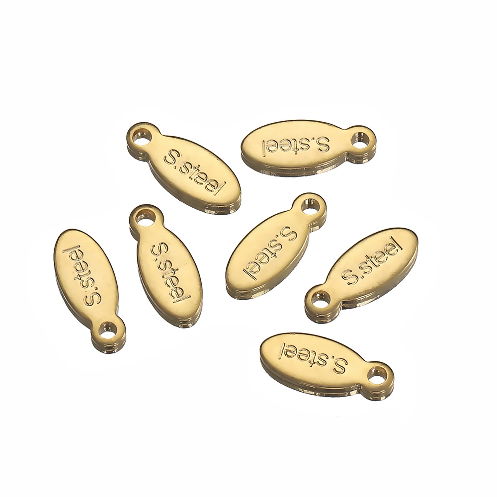 50pcs Stainless Steel End Charms Pendants Connector Gold Color Chain Extension Tail Charm for Jewelry Making DIY Wholesale