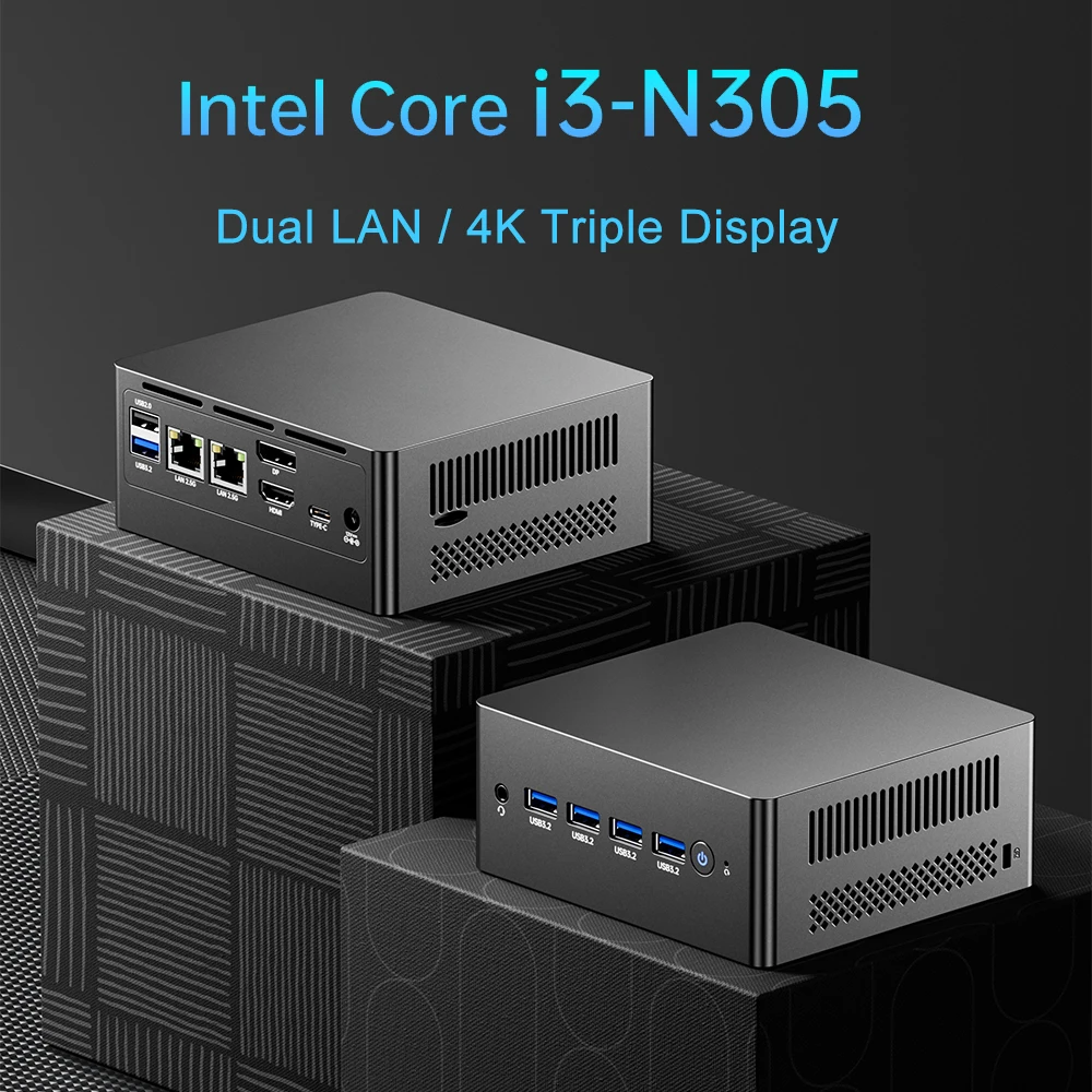 N305 Mini PC Intel i3-N305 DDR4 3200Mhz 2280 NVME SSD Windows 11