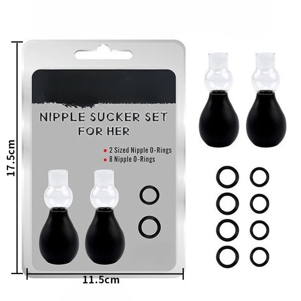 Nipple Sucker Wholesale Male Nipple Breast Pump Enlargement Vacuum Pump with 8 Rings Nipple Stimulator Adult Toys for Women 18+