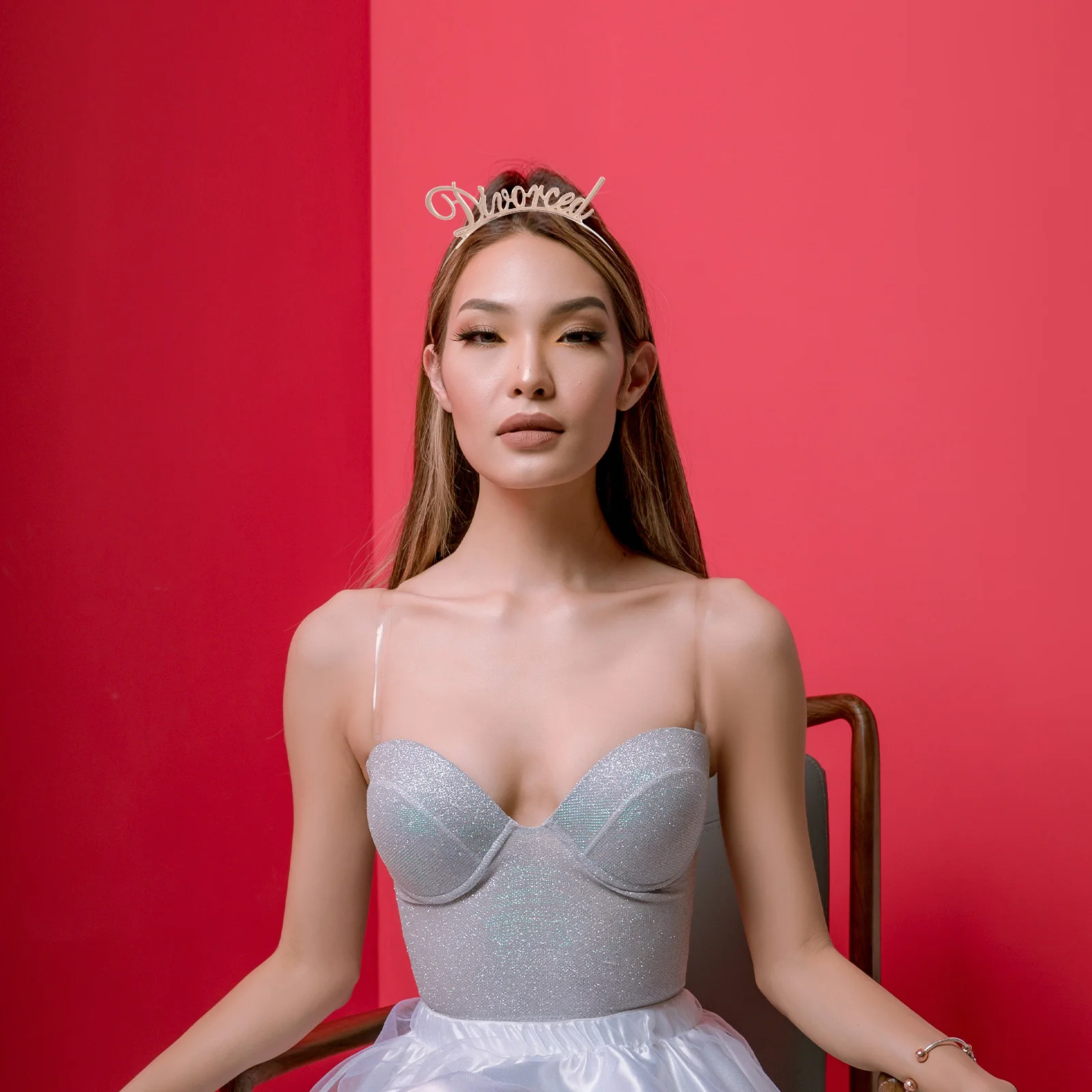 

2Pcs Divorced Party Decor Headdress Women Hair Hoops Metal Headband Gold Rose Gold Divorced Hair Band Women Headband